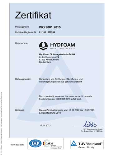 Zertifikat DIN EN ISO 9001:2015