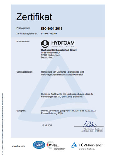 Zertifikat ISO 9001:2015